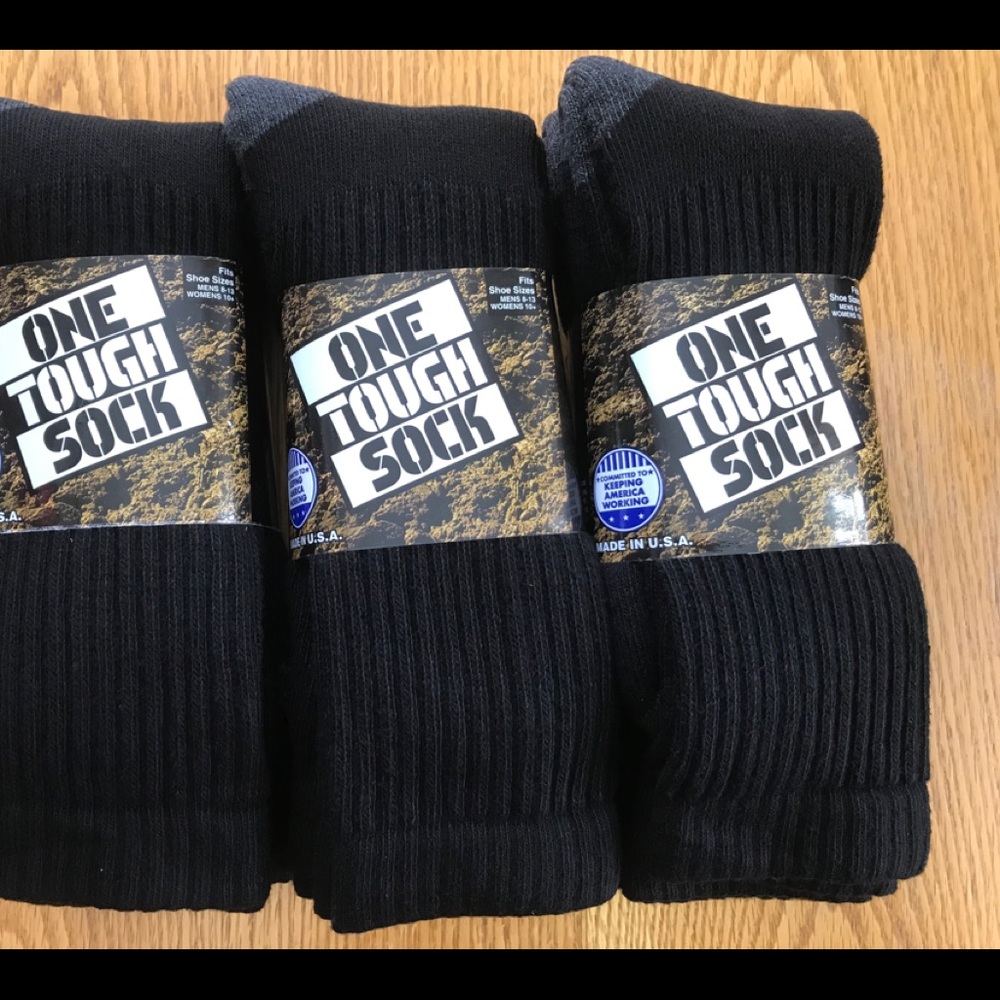 Black Heavy Duty Work Boot Crew Socks- ONE TOUGH…